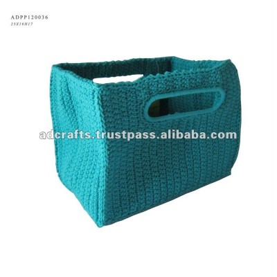 PP crochet basket with insert handle-handicraft