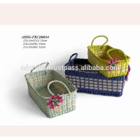 Newest design 2017 flat seagrass basket with lovely flower - Nice seagrass basket