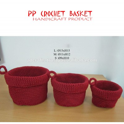 Good PP crochet - Handicraft pp crochet basket various color