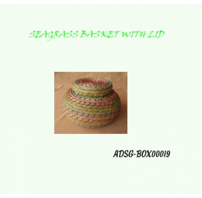 Round seagrass basket with lid - Viet Nam seagrass basket - Handicraft product